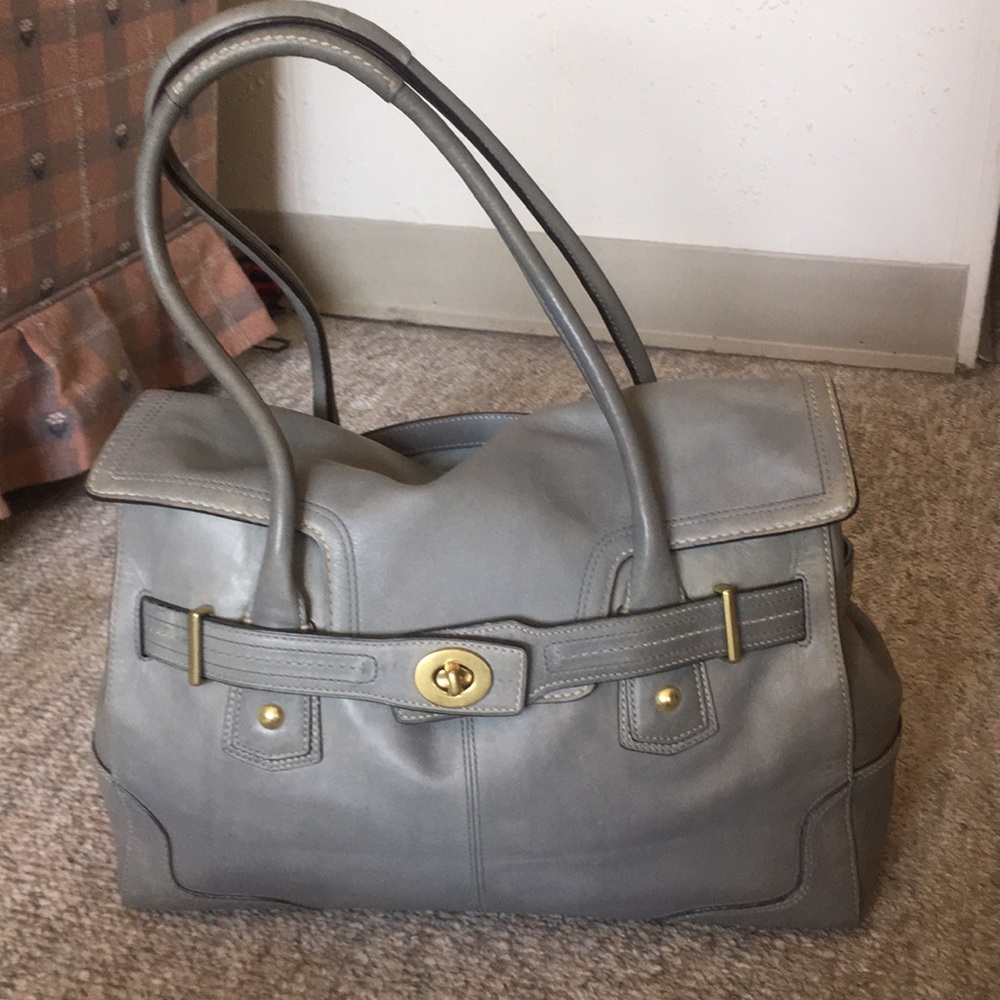 Gray Coach 2008 Bag with Blue Lining
